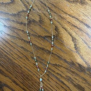 Chic Gold and Red Beaded Necklace